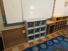 Dry erase board, pigeon holes and organizers, room 1503
