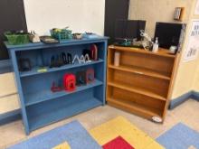 Wooden Bookcases, Monitor, File Organizer, Electronics Cords - Room 3411