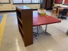 (2) Steel Base Tables, (2) Wooden Book Cases - Room 3408
