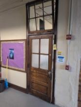 Early classroom door and Transom window set, room 3410
