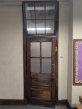 Early classroom door and Transom window set, room 3407