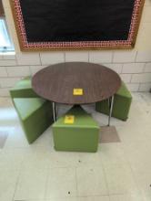 Round youth table with foam pad seats, room 1602