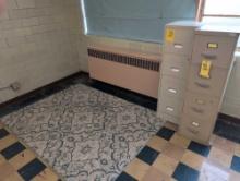 Pair of metal file cabinets and area rug, room 1508
