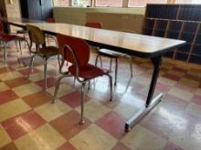 2 tables and assorted metal chairs - 1502