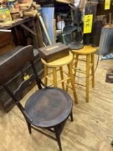 Vintage Fan, Stenciled Wood Box, Artillery Casings, Chair