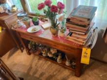 Serving Table with Decor, Books, Figurines