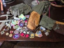 US Military & Boy Scout Items, Gloves, Patches, Pins