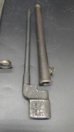 Lot of (3) US Military bayonets and scabbards