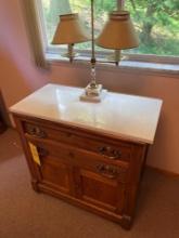 Oak marble top wash stand