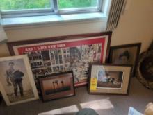Group of assorted frames prints, ancestral photo, Lincoln print