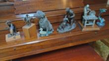 Lot of (6) Sculptures Pewter Composite and metal