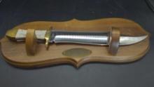 Authentic Bowie Knife on wood plaque
