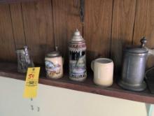 11 Beer steins l, beam bottle and nautical decor