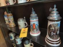 Group of 5 beer steins, Hoehr, Mettlach