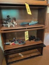 Contents of stack bookcase, Animals figures, composite animals, Harley toys