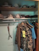 Hunting clothing, ties, hats and projector