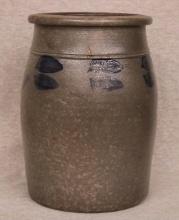 Stoneware Crock with Cobalt Tulip Decoration