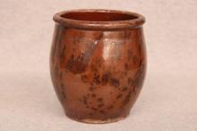 4.5" Redware Utility Cup with Manganese Decoration