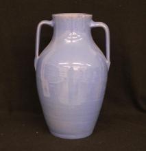 16" Studio Pottery Blue Vessel with Dual Handles