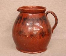 Redware Small Pitcher with Manganese Decoration