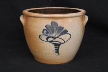 6" Salt Glazed decorated Crock