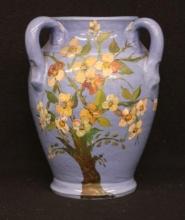 Hand-Painted Stoneware Vase with Floral Decoration