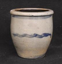 6" Salt Glazed decorated Crock