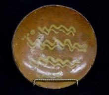Early Pennsylvania Slipware Redware Plate