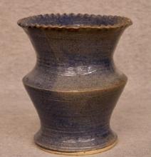 Blue 6" Vase w/Piecrust Fluted Top
