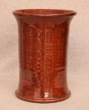 Redware Pottery Vase  Alkaline Glaze