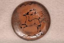Decorated Redware Plate - 6"