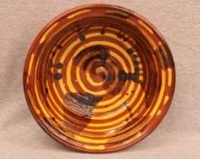 Contemporary Redware Bowl  Spiral Slip Decoration