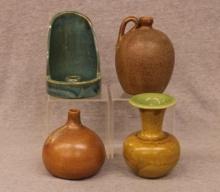 Group of 4 Southern Pottery Items  Assorted Forms & Glazes
