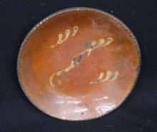 Pennsylvania Redware Plate with Slip-Trailed Decoration