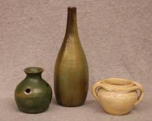 Group of 3 Handcrafted Folk Art Stoneware