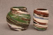 2-Desert Sands Swirl Glaze Art Pottery Vases