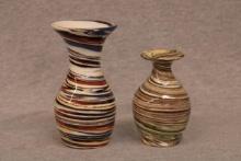 2-Desert Sands Swirl Glaze Art Pottery Vases