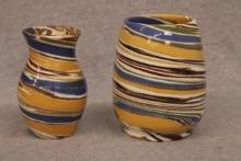 2-Desert Sands Swirl Glaze Art Pottery Vases