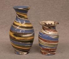 2-Desert Sands Swirl Glaze Art Pottery Vases