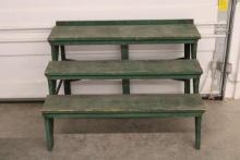 Green Painted Primitive Bucket Bench