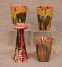 4 Blended glazed pottery items