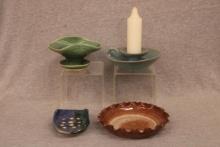 Group of 4 Handcrafted Folk Art Stoneware