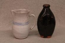 2 Handcrafted Folk Art Redware