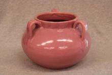 3 handled vase w/pink glaze