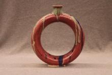 Ring Form Studio Pottery Vase with Drip Glaze