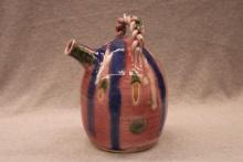 Studio Art Pottery Harvest Jug with Braided Handle and Drip Glaze