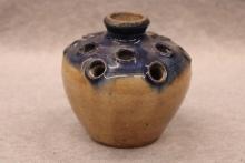 Flower Frog with Colbalt glazed top