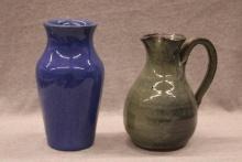 Group of 2 Handcrafted Folk Art Stoneware