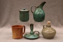Group of 5 Handcrafted Folk Art Stoneware