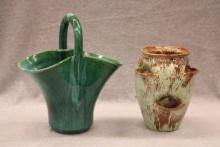 Small Pottery Basket & Strawberry Planter